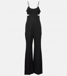 Комбинезон из креп-атласа с вырезом на бретельках Victoria Beckham, черный