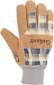 Carhartt Women's WA725 женские водонепроницаемые дышащие рабочие перчатки с манжетой из замши и трикотажа, Navy Plaid