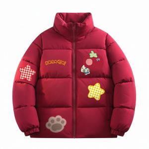 Пуховик Unisex Stand Collar утепленный стеганый HUANQIU, maroon