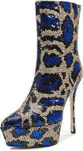 Muliumixue Женские ботильоны на платформе с каблуком-стилетто, заостренный носок, блестящая ткань, клубная одежда, модные полосатые зимние короткие ботинки с боковой молнией, черные, размер 5