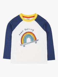 Детский топ с рукавом реглан из хлопка Eden Frugi, Navy/Keep Rolling