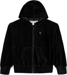 Уютная толстовка с капюшоном Calvin Klein для девочек с длинными рукавами, Rib Velour Black