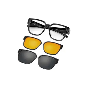 FILA Пластиковые квадратные солнцезащитные очки TR/Memory унисекс, Z42P Black/Gray/Yellow