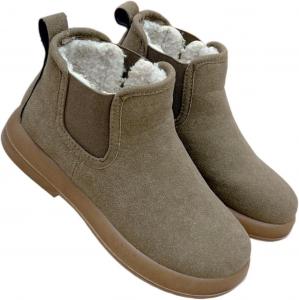 Женские зимние утепленные флисовые ботинки до щиколотки, замшевые, слипоны, повседневные прогулочные, уютные, с противоскользящей подошвой, удобные короткие ботиночки для путешествий и ежедневной носки ZIXCPLAZ, Beige