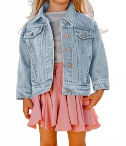 Oddi Girls Джинсовая куртка с контрастным сердцем в стиле винтаж Double Take, Washed Denim