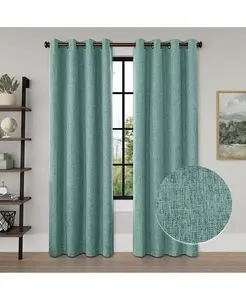 Пара затемняющих штор с люверсами из льняной ткани (2 панели), 52 дюйма × 84 дюйма Awesome Home, teal