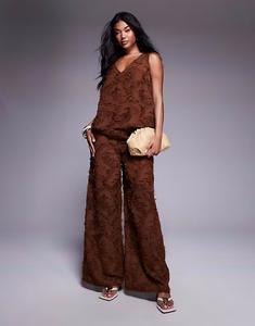 Строгие текстурированные брюки коричневого цвета Asos Design