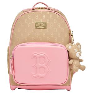 Полиэстеровый рюкзак женский кофейно-розовый MLB