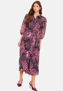 Рубашка-Платье средней длины с рукавами 3/4 и животным принтом. Lipsy, Pink Zebra