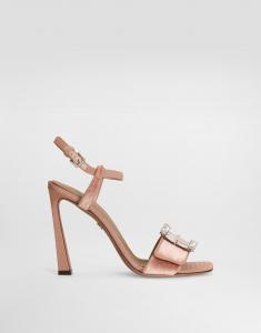 Бархатные сандалии с украшенной пряжкой Dolce & Gabbana, розовый
