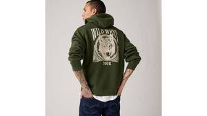 Свободная толстовка с капюшоном и графическим принтом Levi's, Wild West Tour Duffel Bag - Green