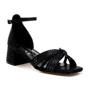 Женские сандалии на квадратном каблуке с камнями babylon London Rag, Black