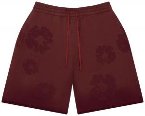 Джинсовые шорты с эффектом выцветшей ткани и монохромным хлопковым венком «Свекольный корень» Denim Tears, красный