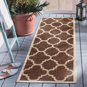 Ковер SAFAVIEH, 69 x 305 см, Washable Rug Outdoor Courtyard Collection - , Dark Brown, не линяет и легко чистится, идеален для патио, прихожей, гардеробной, коридора, кухни (CY6243-204)
