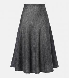 Миди-юбка из смесовой мохеры и шерсти Alaïa, Gris Chine