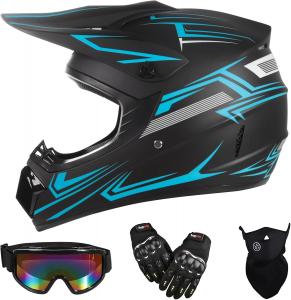 Шлем для мотокросса Tiandu HUANYING2024513 с перчатками и маской, синий