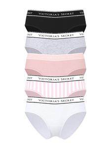 Упаковка из 5 хлопковых трусиков-хипхаггеров с логотипом Victoria'S Secret, 5 pack multi