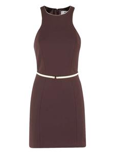 Мини-платье с поясом Elisabetta Franchi, коричневый