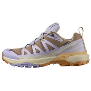 SALOMON Женские противоскользящие низкие кроссовки для активного отдыха EDGE GORE TEX Natural Brown, Purple Brown
