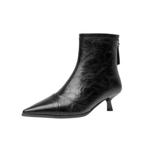 GUDIANFENGDU Женские черные ботильоны без подкладки, цвет Black (Unlined)