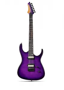 Unbranded Электрогитара серии Monsoon, обратная голова грифа, корпус из красного дерева, гриф из жареного клена, накладка грифа из падука, замковые колки, закругленные порожки ладов, звукосниматели Alnico V, фиксированный бридж (фиолетовое пламя)