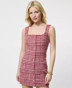 Женское мини-платье без рукавов в клетку French Connection, красный