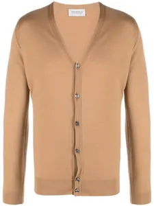 Кардиган из шерсти мериноса с V-образным вырезом John Smedley, коричневый