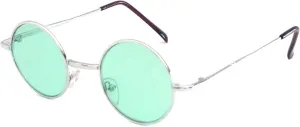 Солнцезащитные очки MODA в винтажном стиле 1960-х годов, круглые, серебристые, для вечеринок, с зелеными линзами, Green