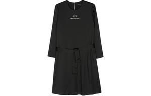 Женское платье с длинными рукавами AE SS24 черное ARMANI EXCHANGE, черный