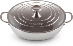 Неглубокая кастрюля/тушилка из нержавеющей стали, 30 см, 3-слойная, с крышкой из нержавеющей стали