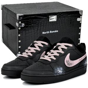 Court Borough Black Peach Fortune нескользящие устойчивые к истиранию низкие детские скейтбординг кроссовки для подростков Nike, черный Lucky Box-Gift Box 4