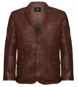 Куртка кожаный пиджак мягкое итальянское приталенное пальто Infinity Leather, коричневый