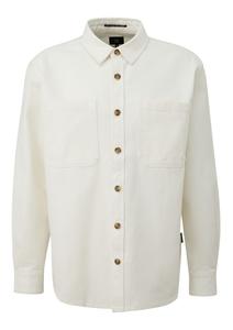 QS Рубашка на пуговицах комфортного кроя в кремовом цвете