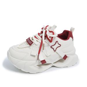 TONYBEAR Кроссовки женские, средний верх, бежево-красный/черно-золотистый