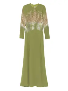 Платье макси с пайетками Dina Melwani, зеленый