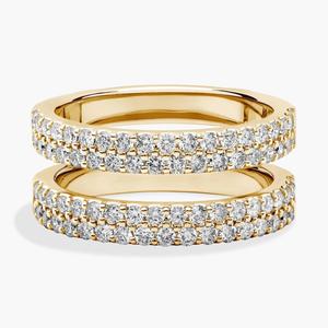 Кольцо с двумя рядами бриллиантов в форме паве из 18-каратного желтого золота (1 карат, два карата) Blue Nile