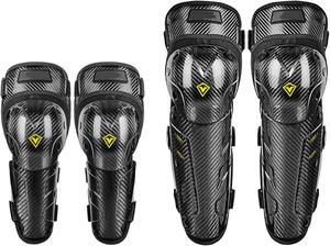 Наколенники и налокотники из углеродного волокна для мотокросса, защита локтей для езды на мотоцикле, защитный комплект экипировки для мотоциклетных гонок WHYUNM26, Black