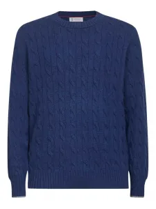 Кашемировый свитер с косами Brunello Cucinelli, синий