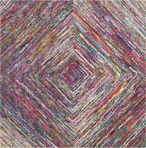 Ковер SAFAVIEH, 183 x 183 см, Nantucket Collection, Multi, Handmade Boho Abstract Cotton, подходит для помещений с высокой проходимостью в гостиной, спальне (NAN513A)