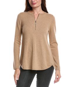 Форте Кашемир Свитер с Застежкой на Четверть и Складками на Спине Forte Cashmere, коричневый