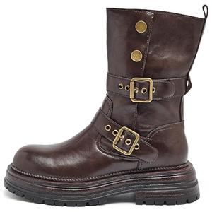 AGSDON Женские коричневые ботильоны на каблуке 4,5 см, цвет Brown