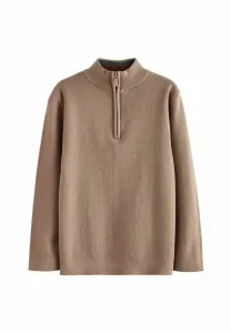 Джемпер с застежкой-молнией на воротнике, стандартного кроя. Next, Tan Brown