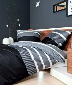 Чехол для подушки Janine Mako-Satin (одинарный) JD 8468, черно-серебристый, 40x80 см Original Janine