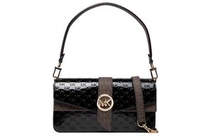 Маленькая кожаная сумка через плечо Greenwich черная MICHAEL KORS