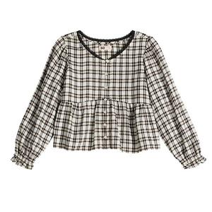 Детская блузка с кружевной отделкой So, Black Red Plaid