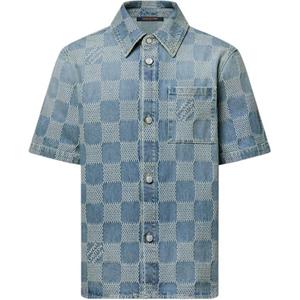 Рубашка Lv Damier 3D Light Denim с коротким рукавом LOUIS VUITTON, синий