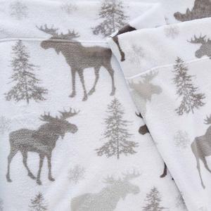 Комплект бархатного плюшевого теплого и уютного роскошного флисового простыня с принтом Madelinen, цвет Moose