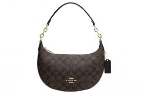 Пэйтон Искусственная Кожа Сумка-Полумесяц через плечо Большой Размер Женская Темно-Коричневая COACH