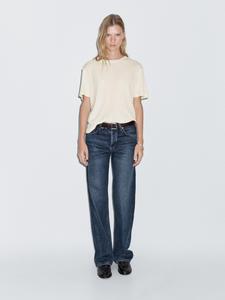 Футболка с короткими рукавами из хлопковой смеси Massimo Dutti, бледно-желтый