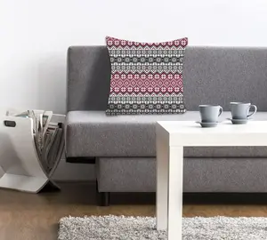 Декоративная подушка Queence "Ной", чехол на подушку без наполнения, 1 шт 40х40 см, красный/серый